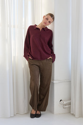 Heather Polo Sweater Top