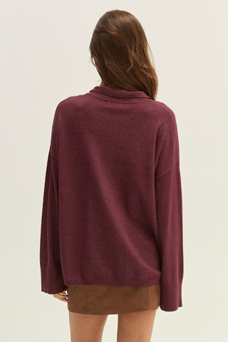 Heather Polo Sweater Top