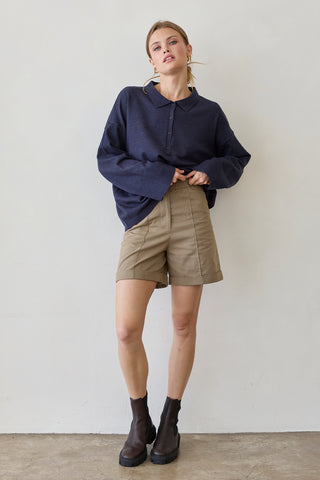 Heather Polo Sweater Top
