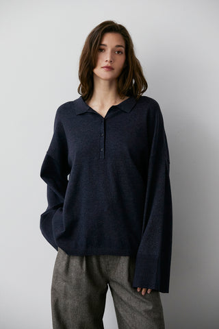 Heather Polo Sweater Top