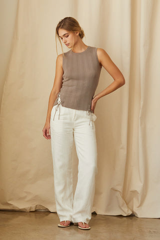 Estefania Lace Up Linen Knit Tank