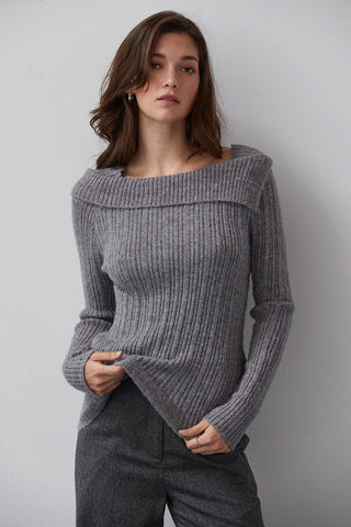 Shanie Brushed Ribbed-Knit Sweater