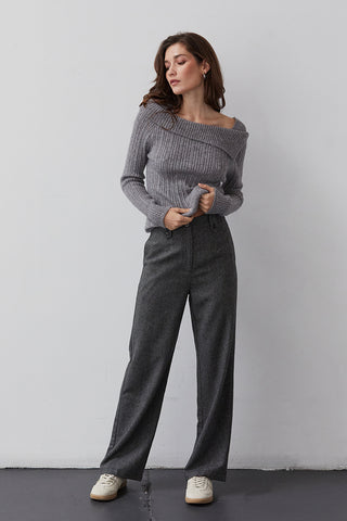 Shanie Brushed Ribbed-Knit Sweater