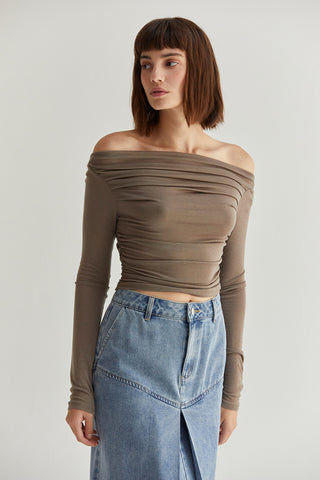Tania Knit Top - Dark Taupe