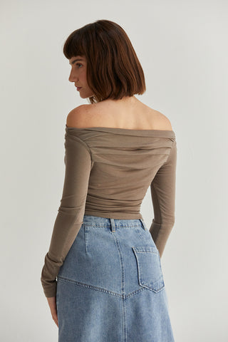 Tania Knit Top - Dark Taupe