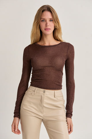 Eliana Lurex Sheer Knit Top