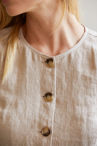 Gemma Contrast Stitch Linen Vest