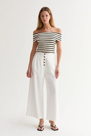 Kerry Stripe Off Shoulder Knit Top