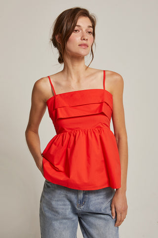 Mindy Pleated Babydoll Camisole Top
