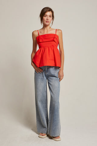 Mindy Pleated Babydoll Camisole Top