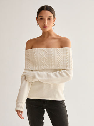 Devon Off Shoulder Cable Knit Top