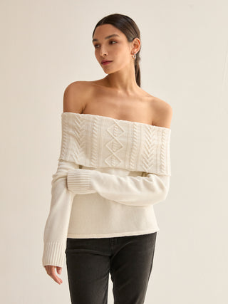 Devon Off Shoulder Cable Knit Top