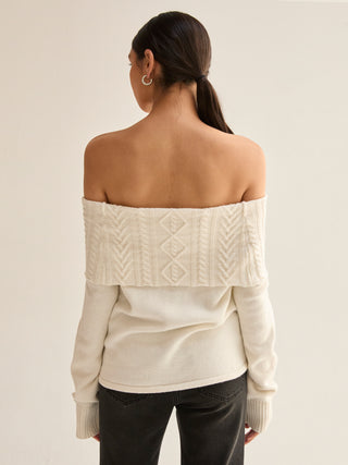 Devon Off Shoulder Cable Knit Top