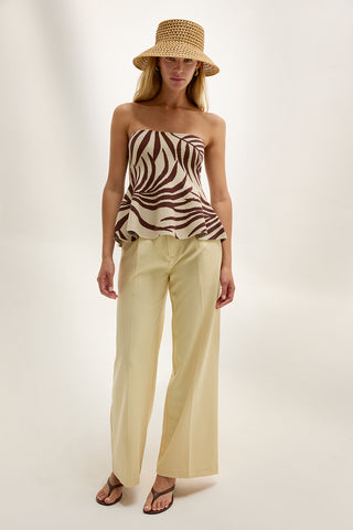 Ayanna Leaf Print Jacquard Knit Peplum Top