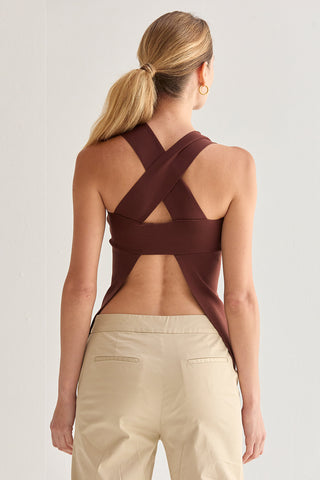 Sofie Cross Back Cut Out Knit Top