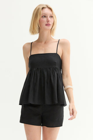 Isla Tie Back Babydoll Linen Blend Top