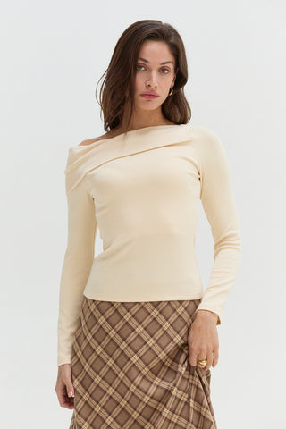 Lucy One Shoulder Long Sleeve Knit Top