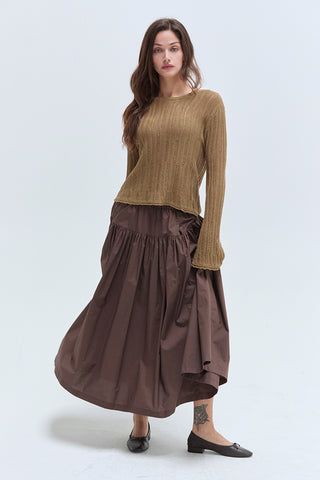 Aris Tiered Poplin Midi Skirt