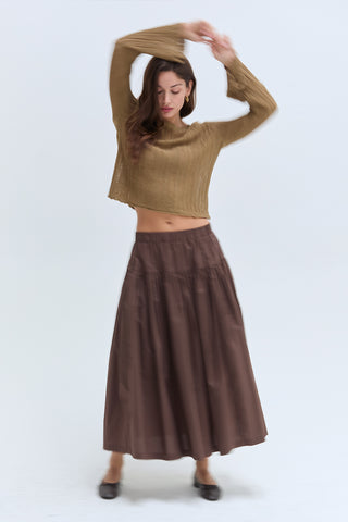 Aris Tiered Poplin Midi Skirt