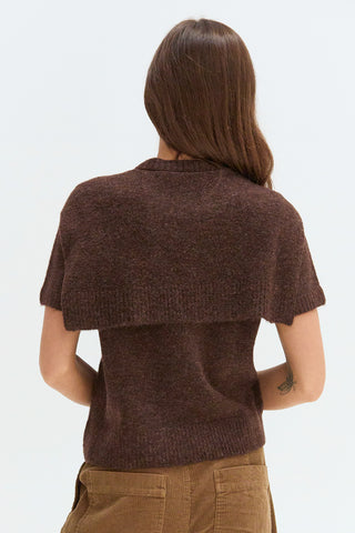 Remi Short Sleeve Faux Scarf Overlay Sweater Top