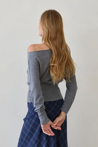 Cassie Cinched Waist Boatneck Sweater Top
