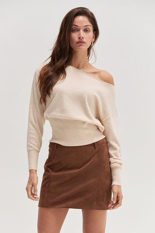 Cassie Cinched Waist Boatneck Sweater Top