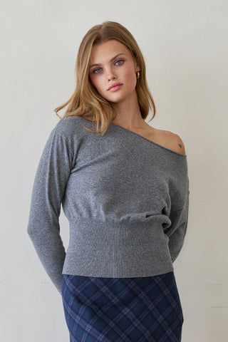 Cassie Cinched Waist Boatneck Sweater Top