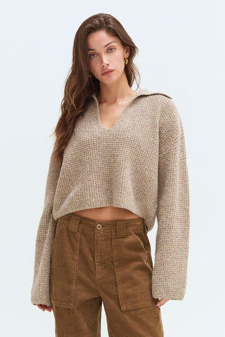 Carter Waffle Polo Sweater Knit Top