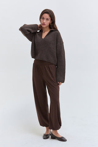Carter Waffle Polo Sweater Knit Top