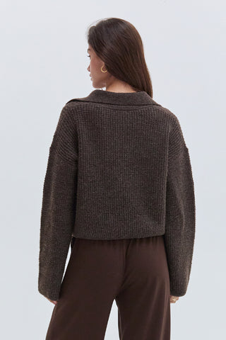 Carter Waffle Polo Sweater Knit Top