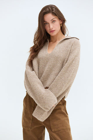 Carter Waffle Polo Sweater Knit Top