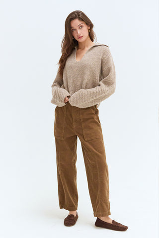 Carter Waffle Polo Sweater Knit Top