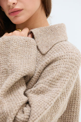 Carter Waffle Polo Sweater Knit Top