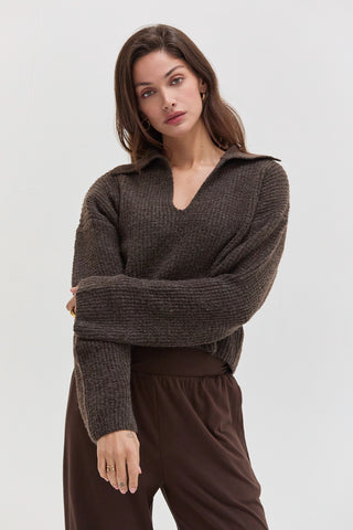Carter Waffle Polo Sweater Knit Top