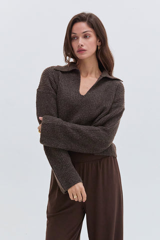 Carter Waffle Polo Sweater Knit Top