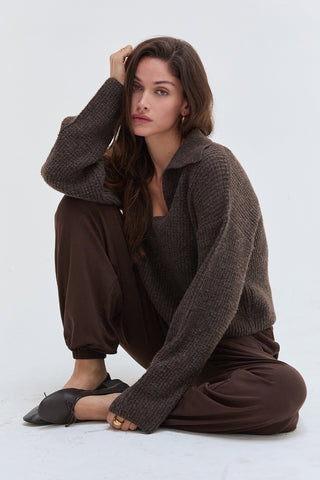 Carter Waffle Polo Sweater Knit Top