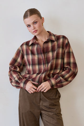 Tory Plaid Bubble Hem Shirt