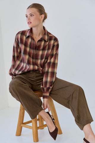 Tory Plaid Bubble Hem Shirt