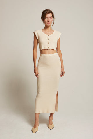 Mila Pebbled Knit Maxi Skirt Set