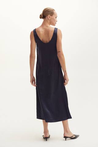 Derin Crushed Satin Tank Midi Dress