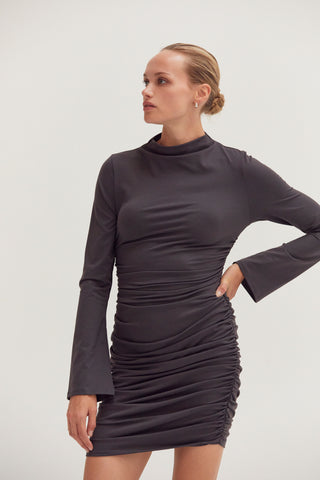 Ciella Ruched Knit Mini Dress