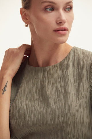 Celene Textured Back Cut Out Mini Dress