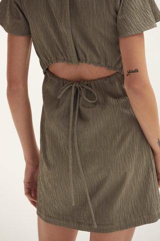 Celene Textured Back Cut Out Mini Dress