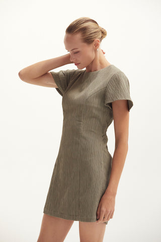 Celene Textured Back Cut Out Mini Dress