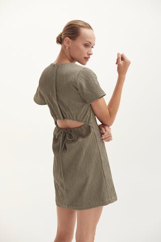 Celene Textured Back Cut Out Mini Dress