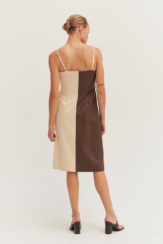 Ava Mixed Media Wrap Midi Dress