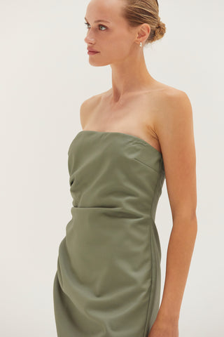 Reeve Vegan Leather Tube Midi Dress