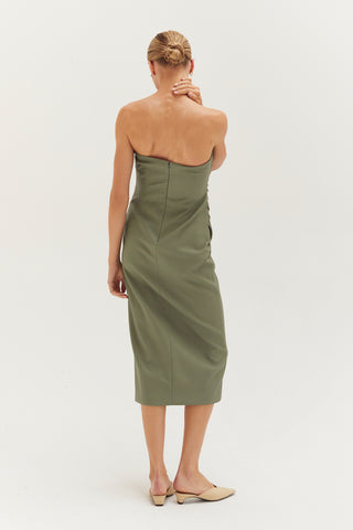 Reeve Vegan Leather Tube Midi Dress