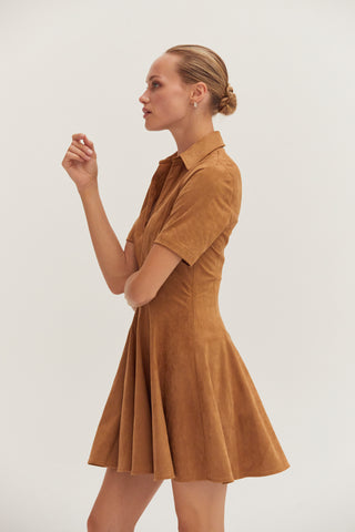 Kenya Fit and Flare Polo Suede Mini Dress