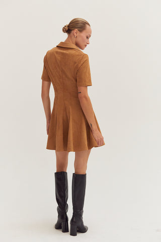 Kenya Fit and Flare Polo Suede Mini Dress